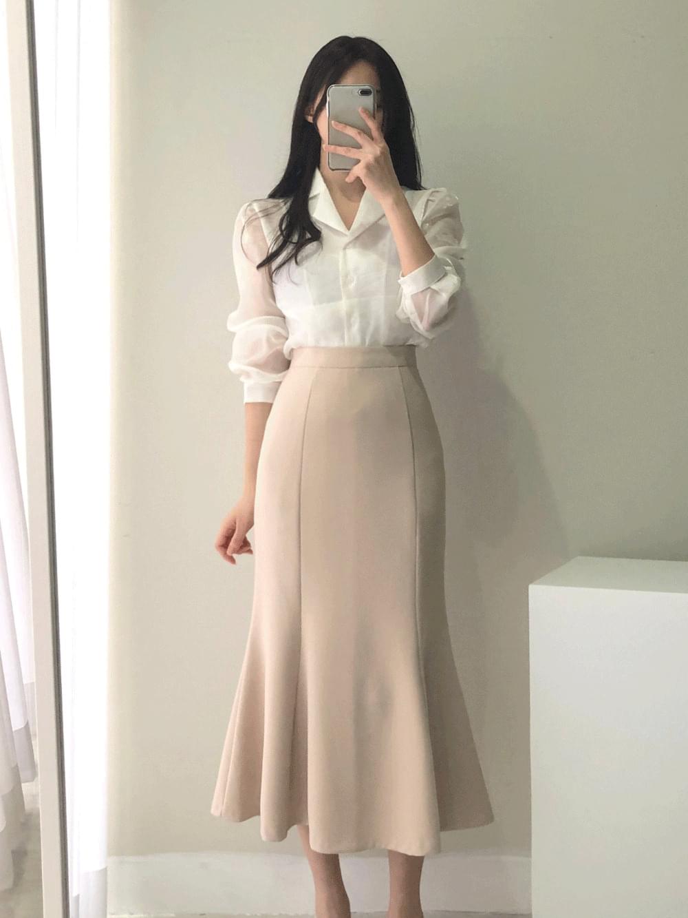Elegant long mermaid skirt beige cream black jinbeige spring season