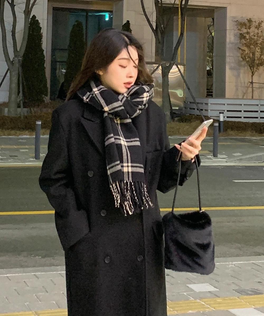 Fit Guaranteed Double Wool Coat Collar Overfit Long Pocket Button Team Winter Outerwear Classic Daily Look Date Look Guest Look Meeting Look Work Look Dark Beige Black