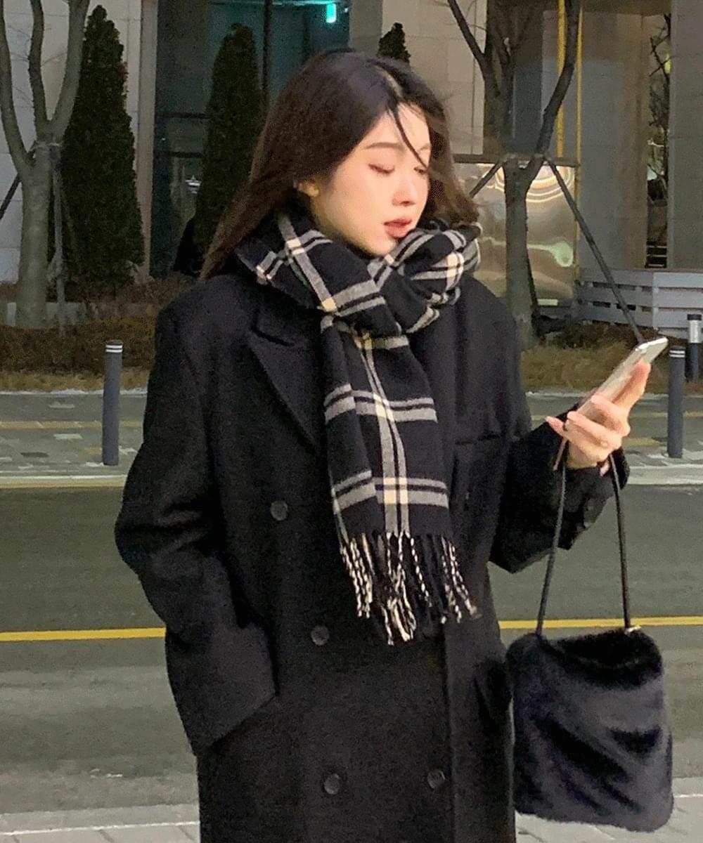 Check pattern scarf long muffler color blocking surgery winter item casual vintage point item warm