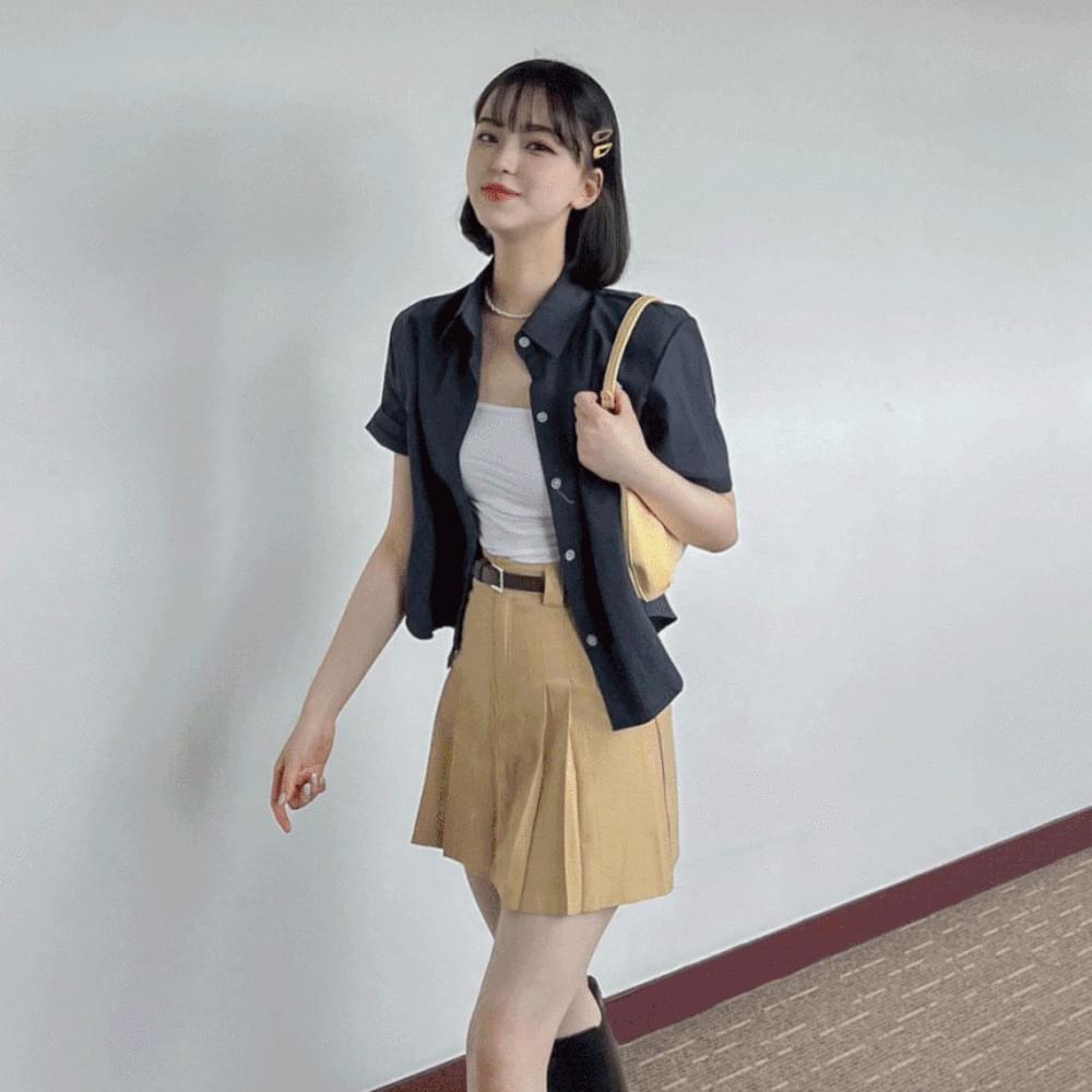 Underpants O Teen pleated A-line pin tuck mini skirt Tennis pleated short skirt 3 colors S M L