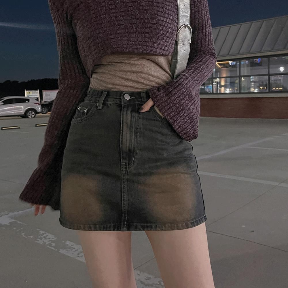 ~2XL 수선NO 속바지OK 워싱 데님 스커트