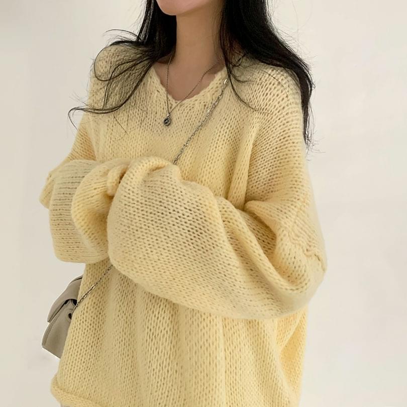 [6color] Vネック ルーズフィット ニット