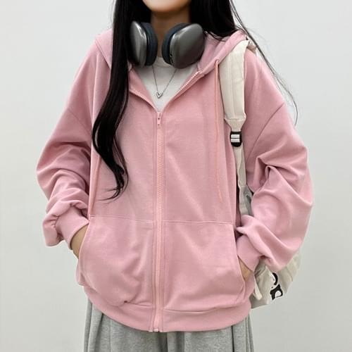Latte Basic Overfit Hooded Zip-Up