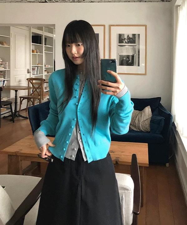 Terry Bean Button Viscose Round Knitwear Cardigan -5color