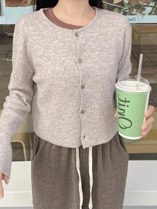 羊絨羊毛羅紋針織開衫外套