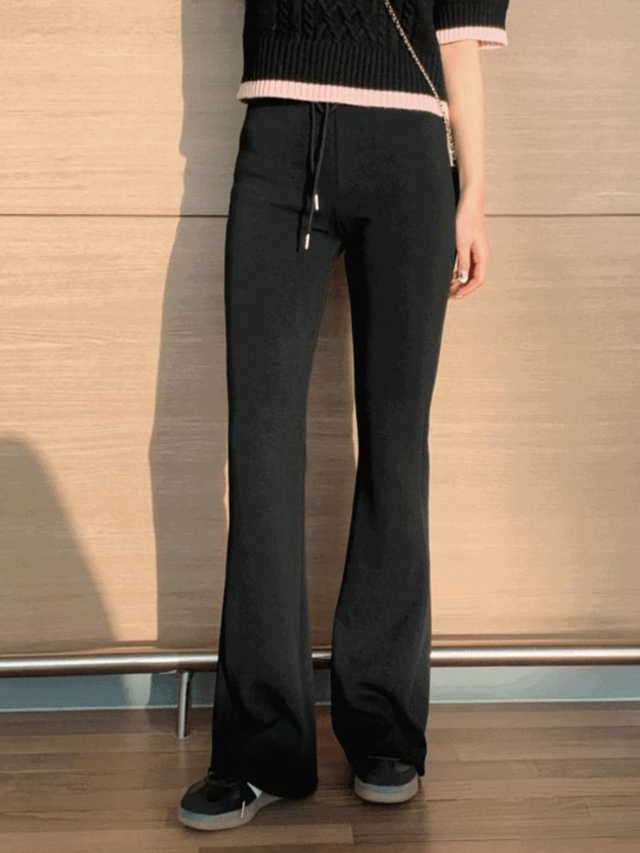 Mink fleece slim Flared banding pants