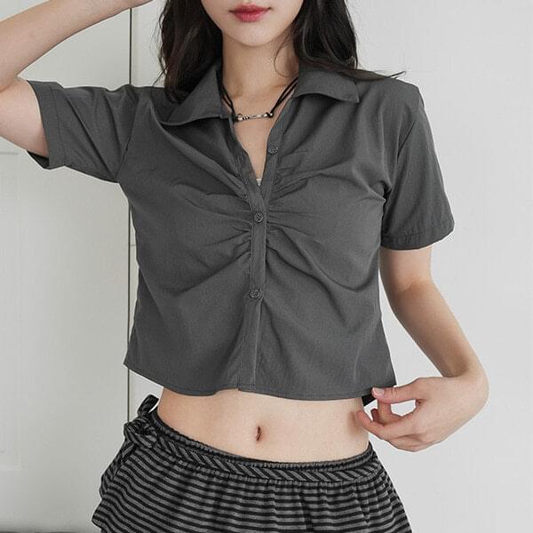 Louren shirring crop shirt