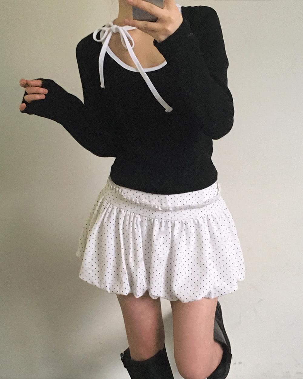 Cuby Punching Strap Puff Slim Fit Long Sleeve T-Shirt