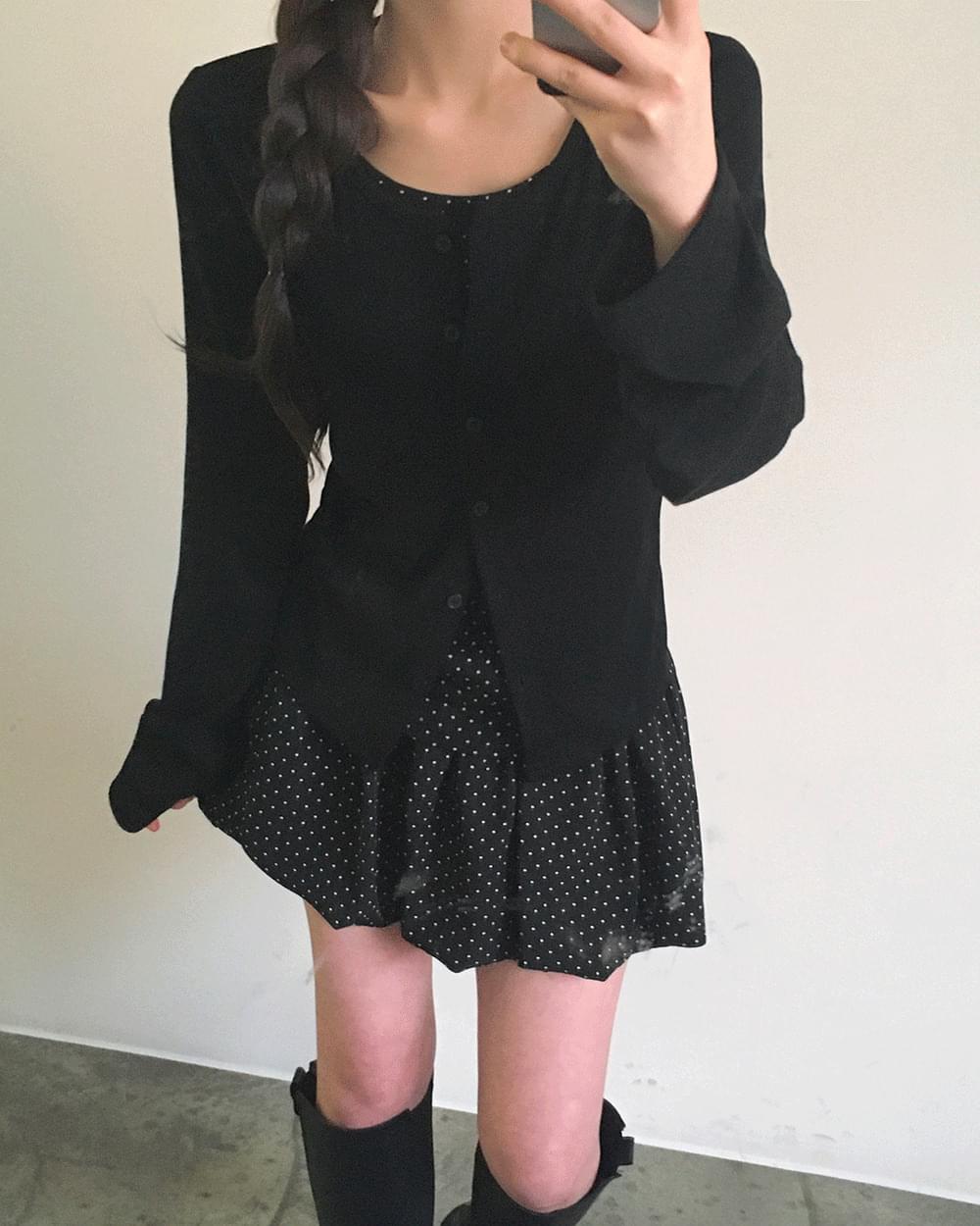 제피 도트 프릴 펌킨 미니 스커트