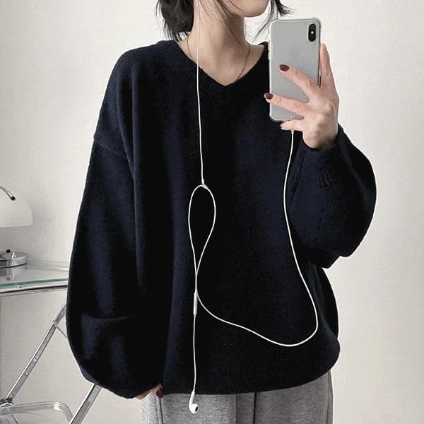 인드 박시 펀칭 벌룬 브이니트 (6color)