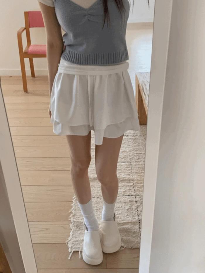 Abel Satin Flare Banding Mini Skirt (2 colors)