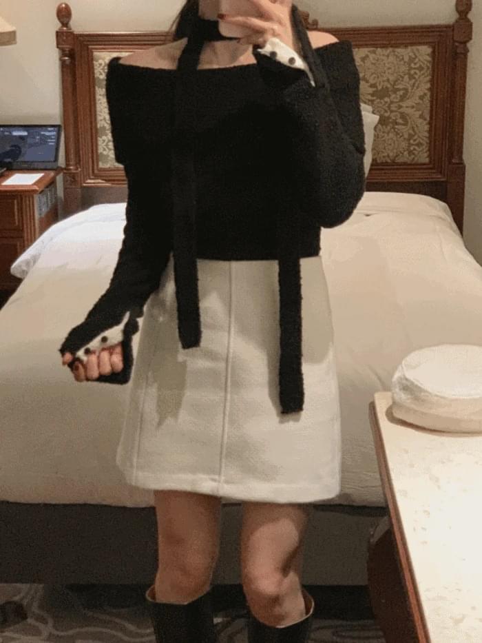 Nine Tweed Wool Mini Skirt (3 colors)