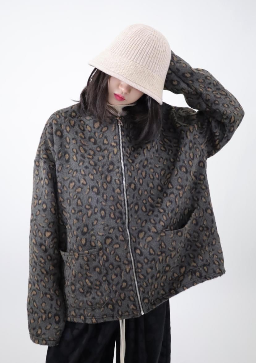 Leopard wide zip-up (2 colors)