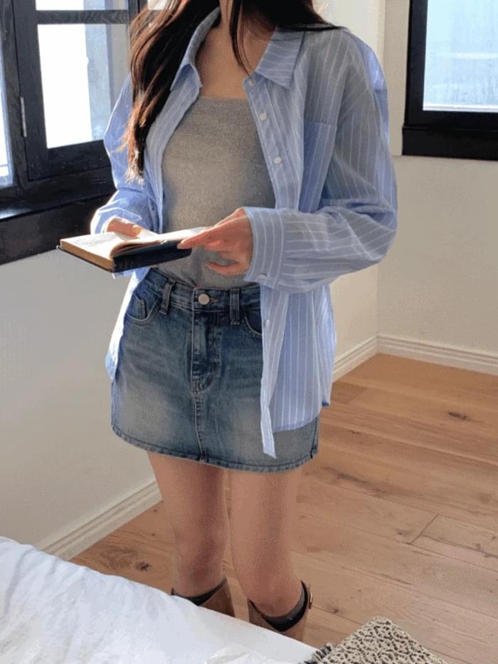 Wenz Stripe Loose-fit Shirt (2oolor)