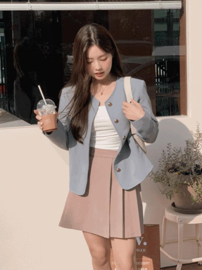 side pleated mini skirt sk