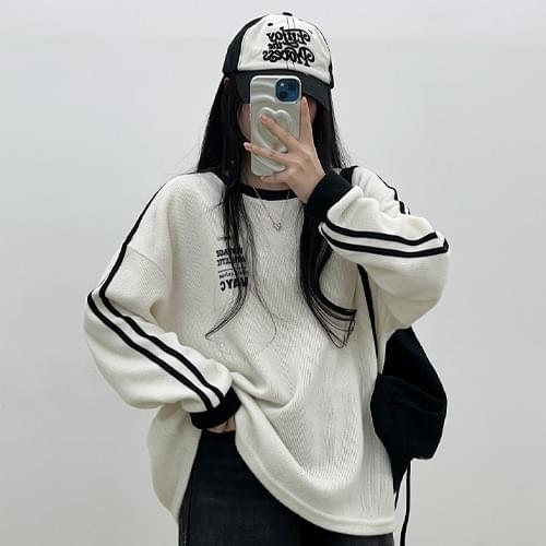 Two-line Track Knitwear Sweatshirt