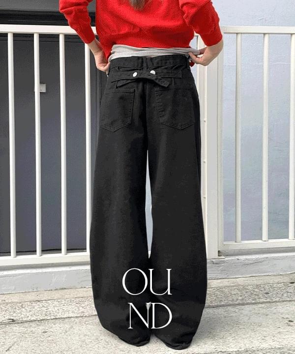 Root Back Cross Button Long Wide Pants -6 Colors (Daily Look/S-XL/Bijouterie Pants/Summer Pants/Cotton Pants/Denim Pants/Big Size]