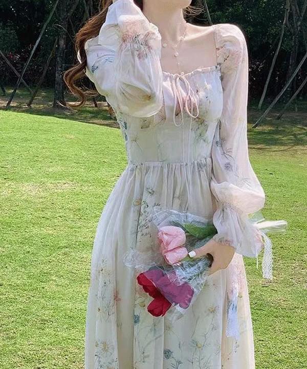 Ruby Romantic Floral See-Through Long Dress 连身裙