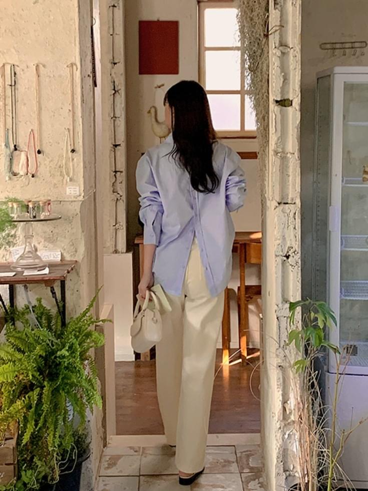 Recots cotton back button collar neck shirt