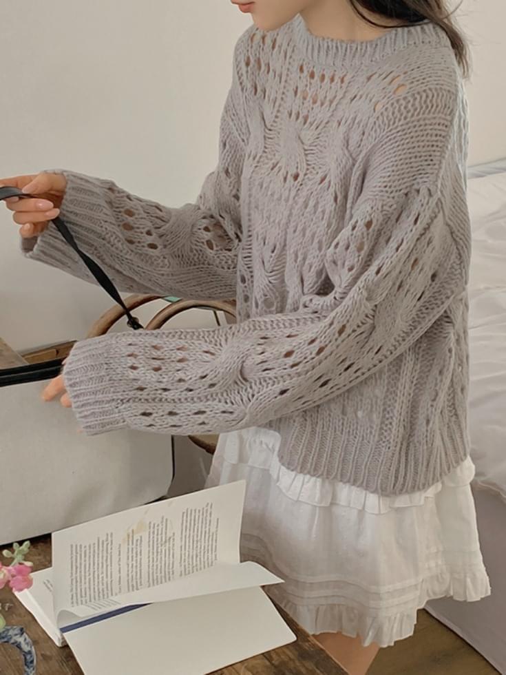 Flidyin See-through Round Twisted Knitwear 