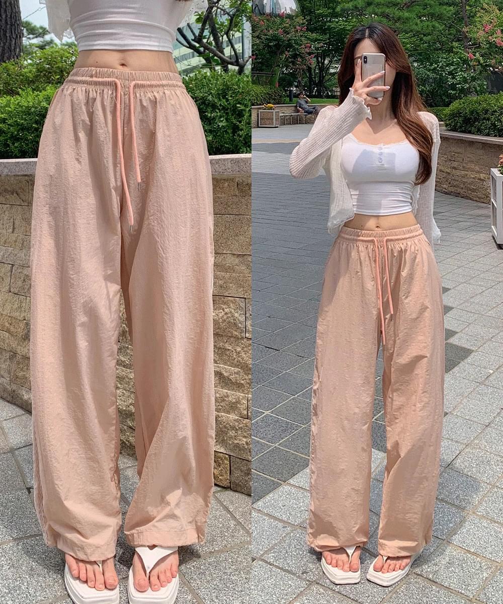 50,000 pieces * Race ver. * Ice rustling nylon summer wide training pants Washa high waist banding