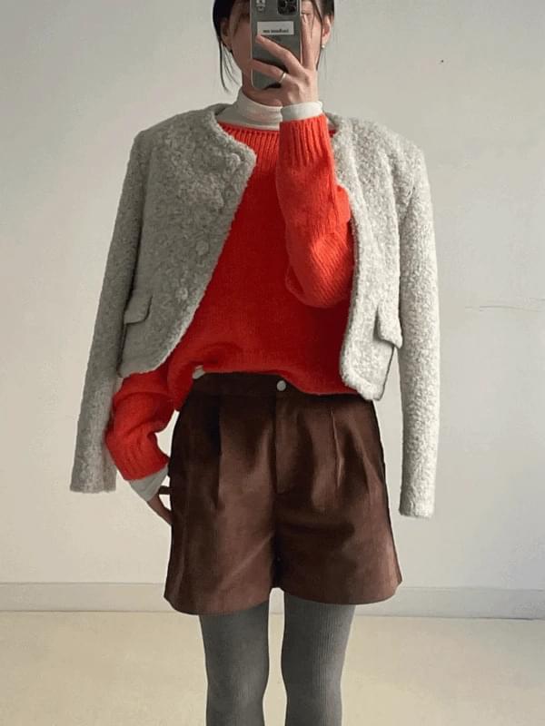 Alpaca Wool Boatneck Crop Knitwear