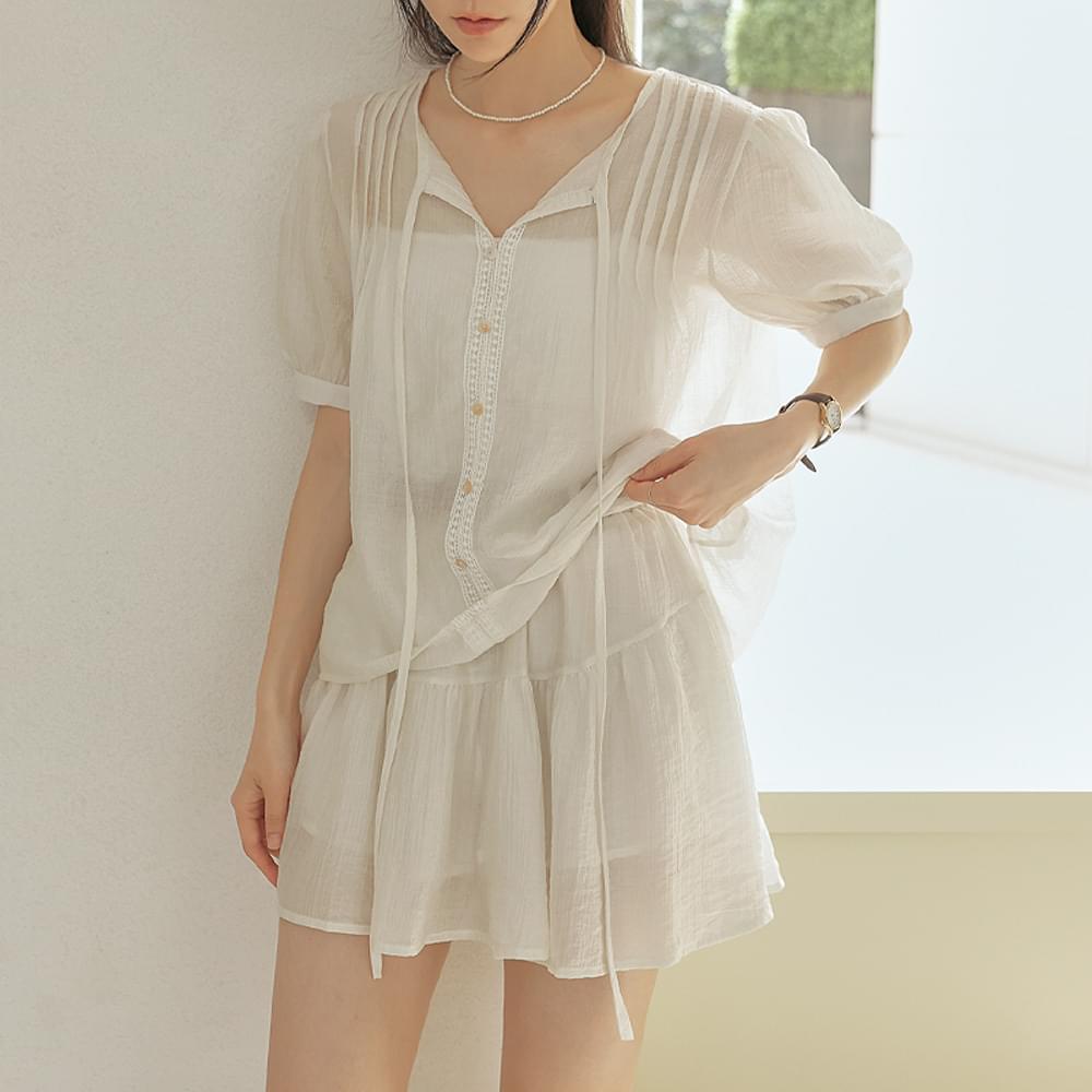 Moko Cotton Blouse 2 Piece Belt Set