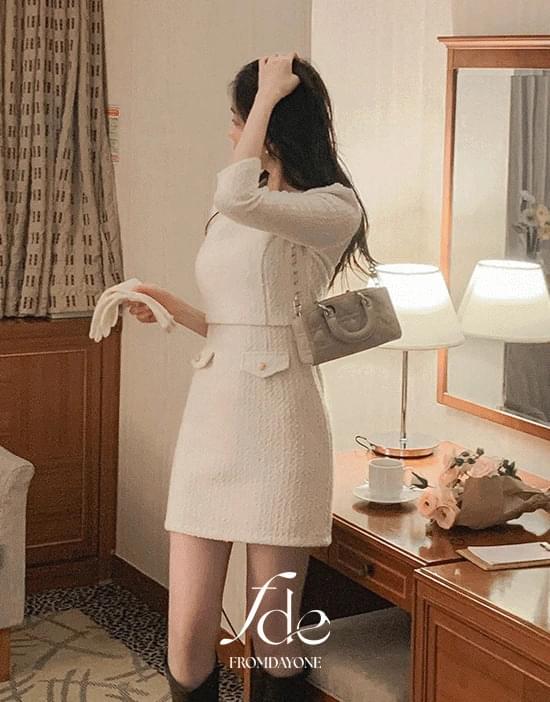 メイドブティックセットアップツイードミニワンピース