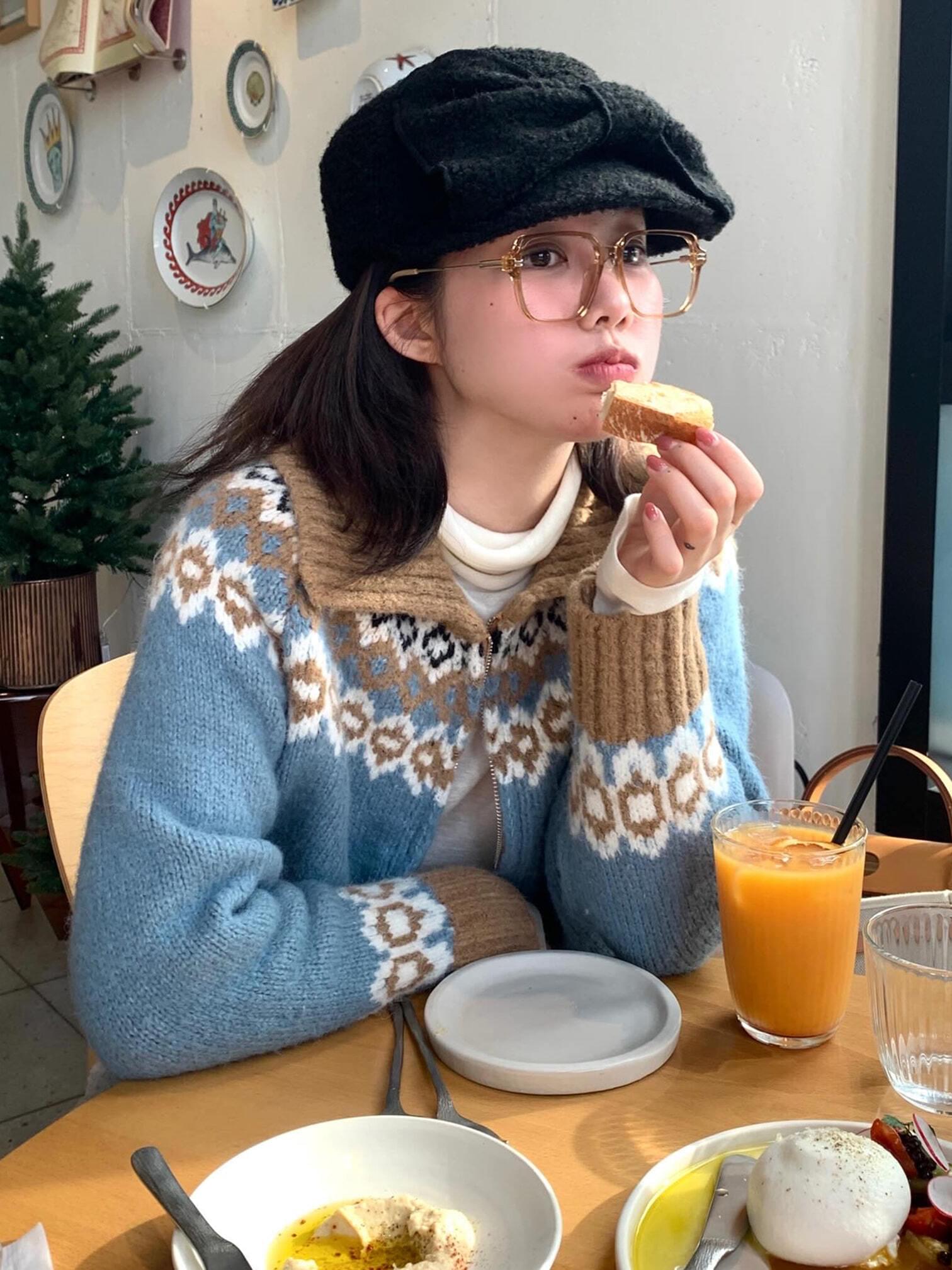 nordic wool collar zip up