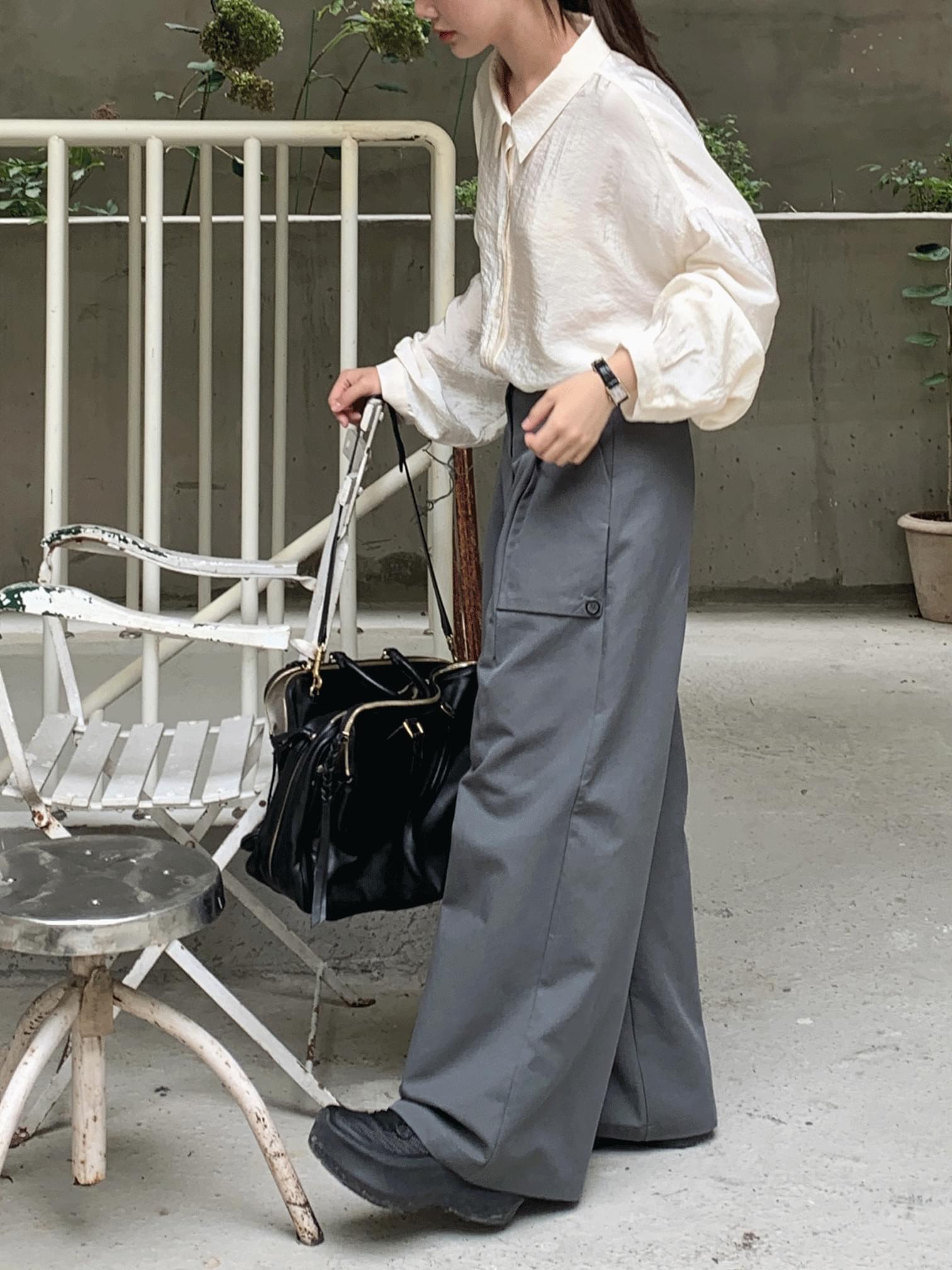 basic cotton wide pants