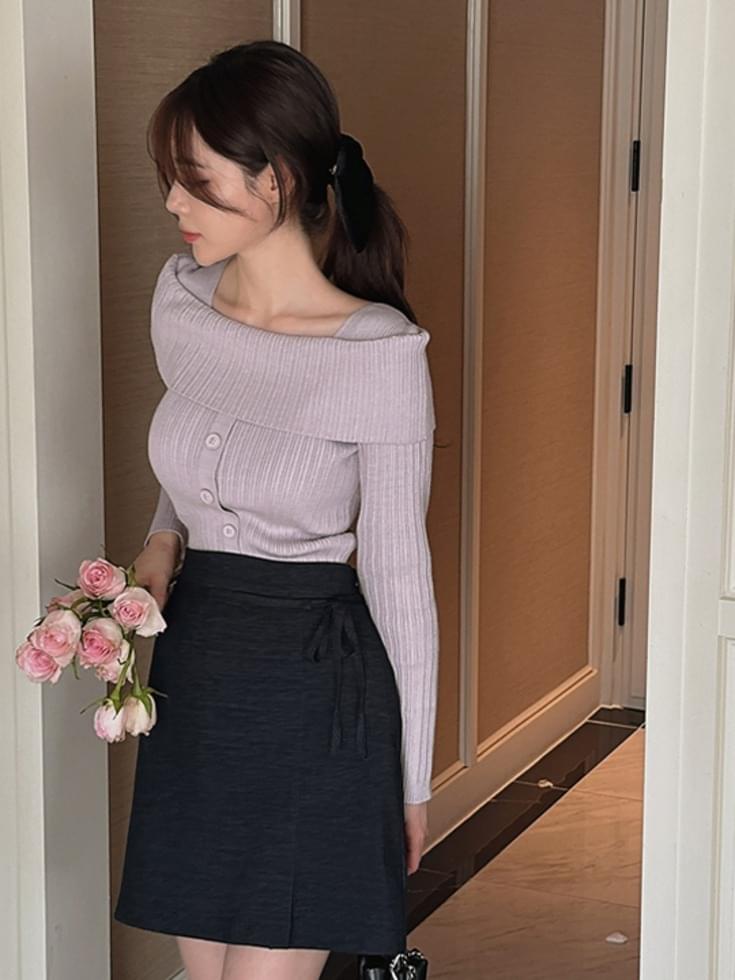 Offering Ribbed Off Shoulder Knitwear 