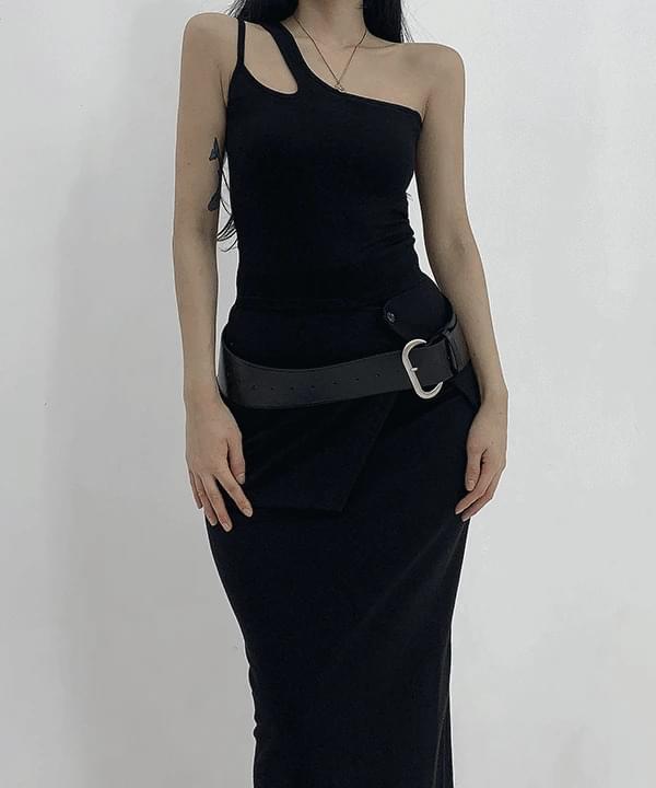 모드 데일리 언발란스 트임 크롭 민소매 나시 탑(블랙,화이트,베이지)