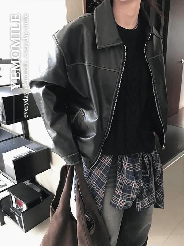 헨리 투웨이 레더 자켓 (unisex)