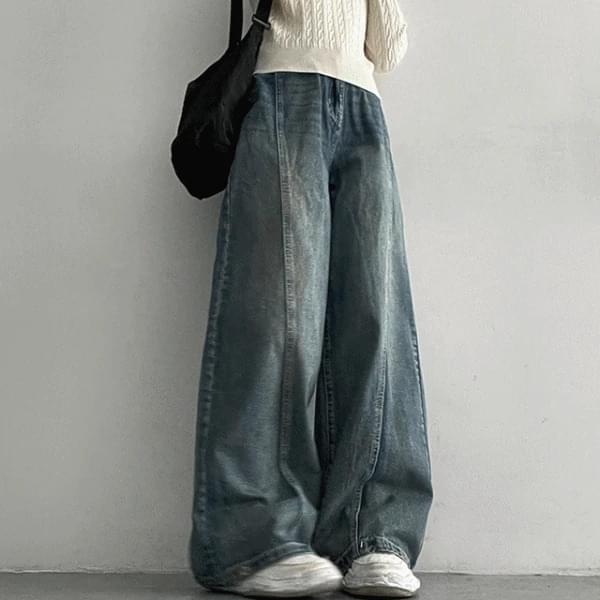 Cumulative 5,000-piece Benpol Split side snap wide denim pants