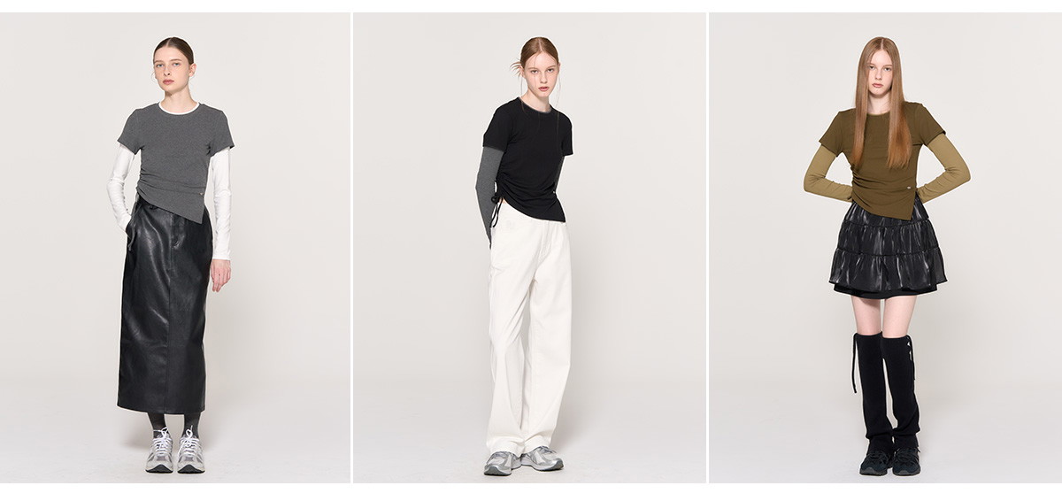 GENERAL IDEA - WOMAN Shirring Half Layered T-shirt - Codibook.