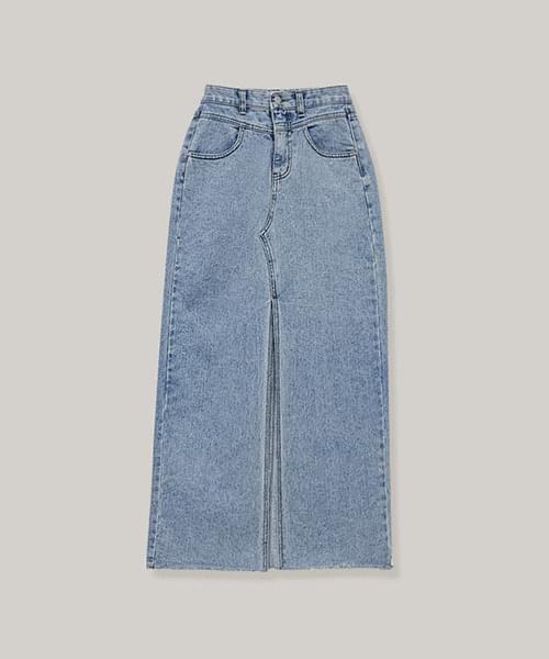 Zero denim slit long skirt