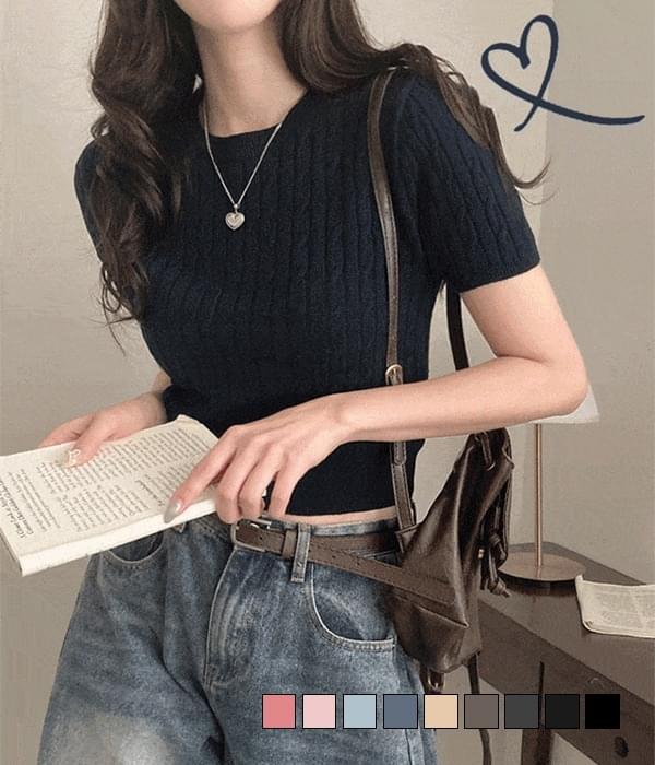 Domestic Daily Twisted Cashmere Short Sleeve Knitwear 