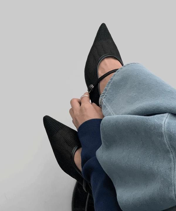 베리티 매쉬 스틸레토 플랫 슈즈