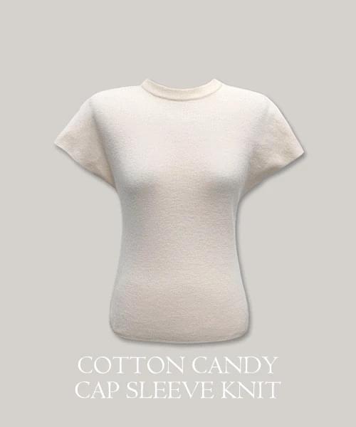 Cotton candy half-neck cap sleeve knitwear