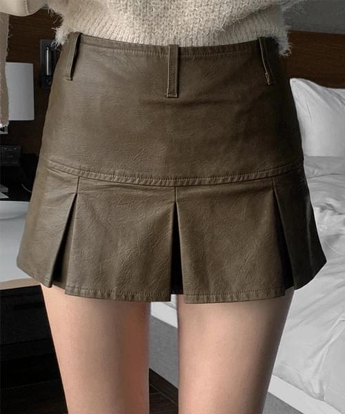 Jay leather pleated mini skirt