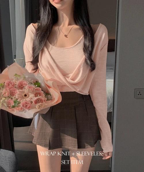 Cabin wrap knit + Sleeveless set