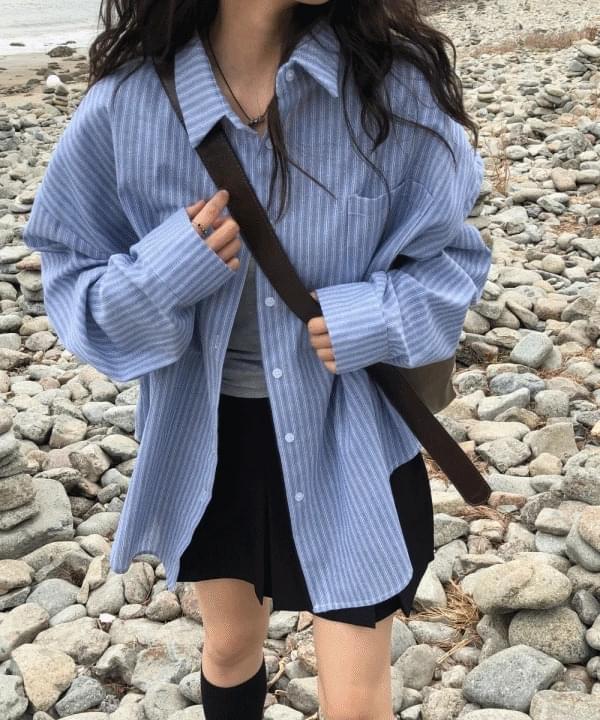 Sea Salt Overfit Boxy-fit Stripe Shirt Shirt 1 color