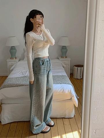 (청M) 그립 비죠 와이드 데님