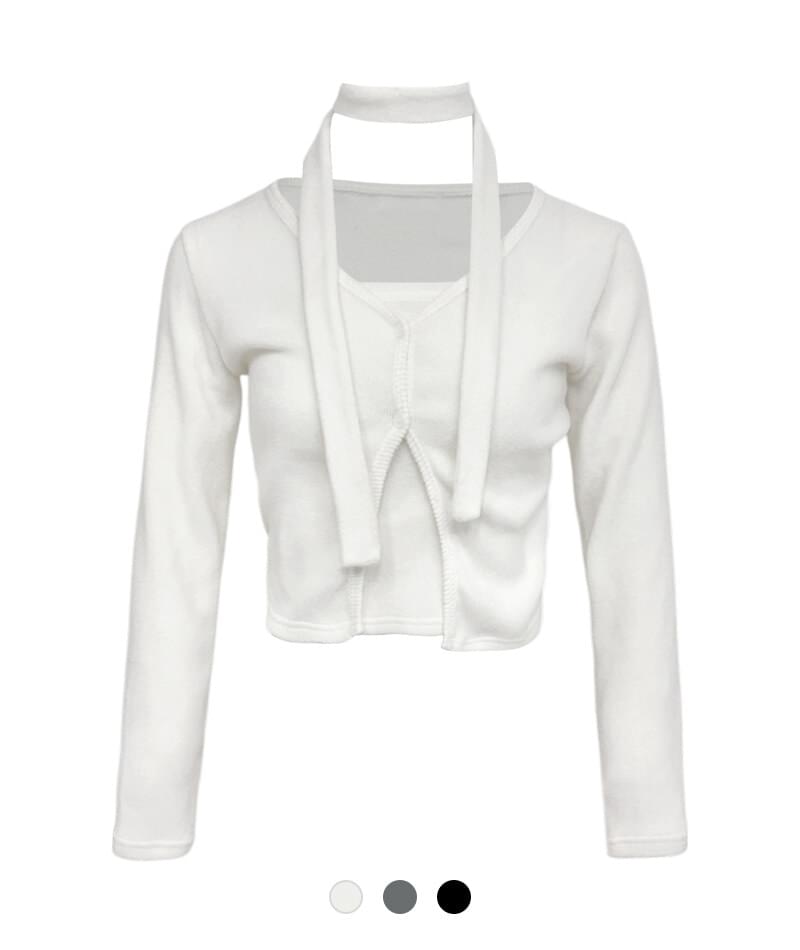 Joy Muffler Top Cardigan Set