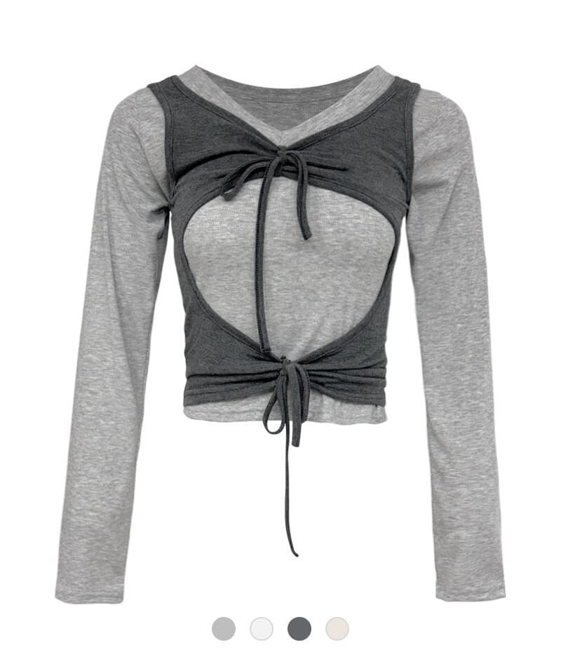 Two Strap Hole Sleeveless T-Shirt Set