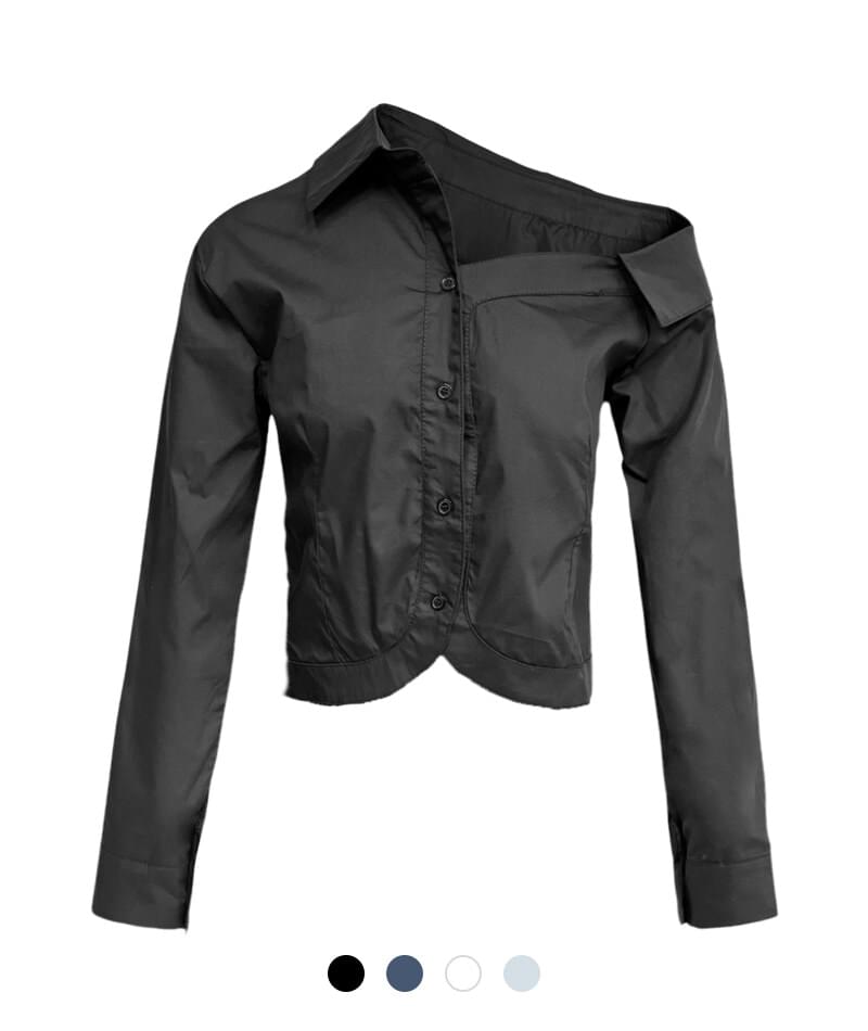 One off shoulder collar shirt