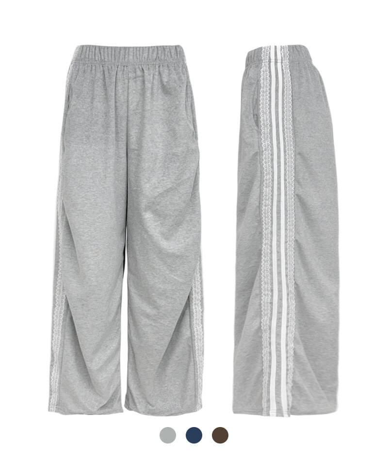 Lace Line Velvet Long Pants