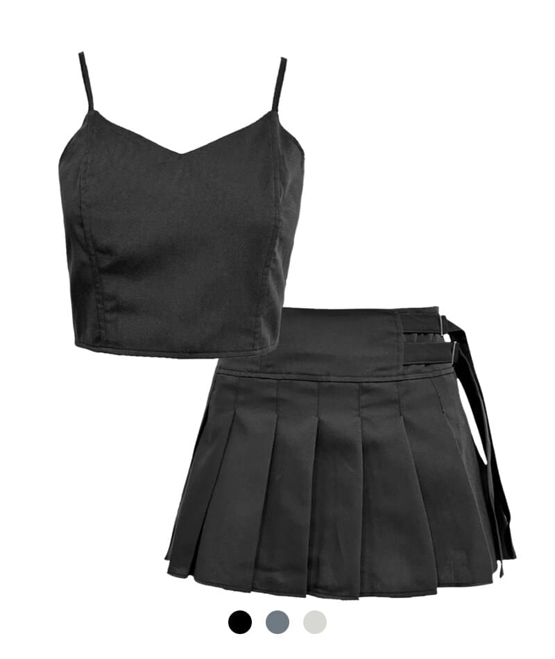 Kiss Top & Buckle Skirt Set