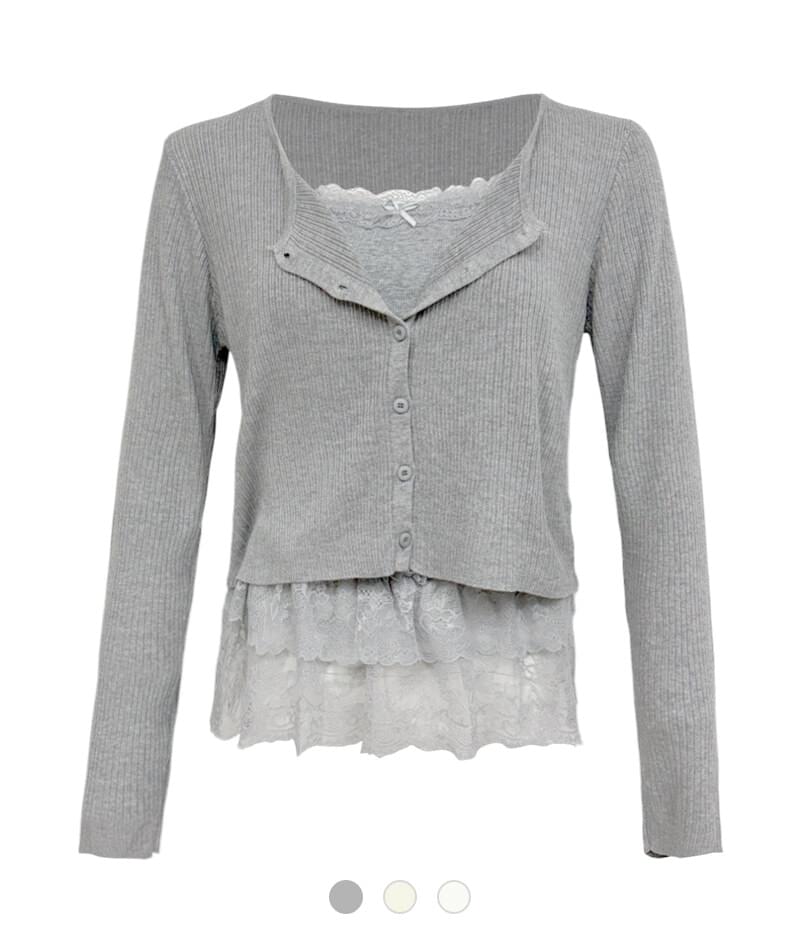 Lovely Lace Layered Knitwear Set