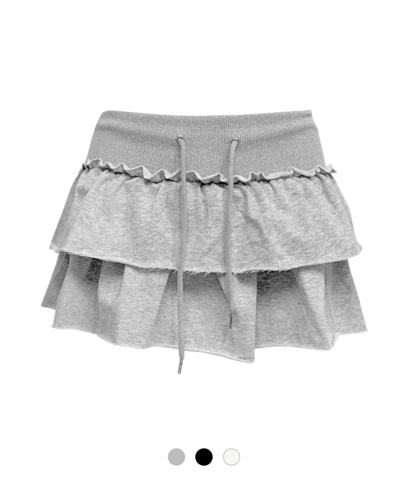Cotton two-tier mini skirt